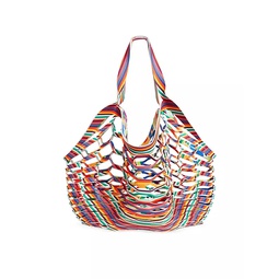 Floral Explosion Fishermans Candy Stripe Tote