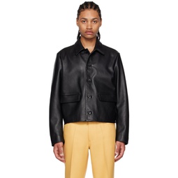 Black Mad Dog Leather Jacket 231902M181000