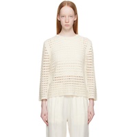 Off White Crocheted Sweater 231373F096000
