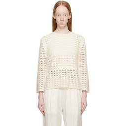 Off White Crocheted Sweater 231373F096000