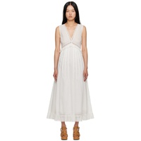 White Paneled Maxi Dress 231373F054006