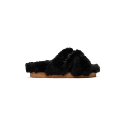 Black Bella Faux Fur Sandals 222373F124010