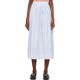Blue Striped Midi Skirt 231373F092003