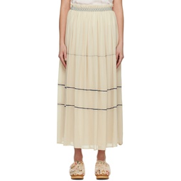 Off White Embroidered Maxi Skirt 231373F092000