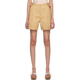 Beige Pleated Shorts 231373F088003