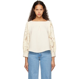 Off White Embroidered Blouse 231373F107000