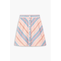 Striped cotton and linen-blend mini skirt