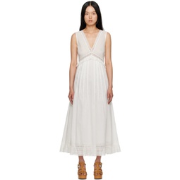 White Paneled Maxi Dress 231373F054006