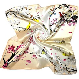 Shanlin Unisex 100% Mulberry Silk Square Scarf in Gift Box (21”x21”)