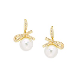 La Perla 14K Goldplated, Faux Pearl & Cubic Zirconia Drop Earrings