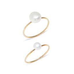 Margaux 2-Piece 14K Goldplated Sterling Silver & 5MM Freshwater Pearl Ring Set