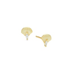 Aphrodite 14K Goldplated Sterling Silver & Cubic Zirconia Stud Earrings