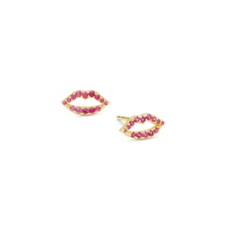 Katie 14K Goldplated Sterling Silver & Cubic Zirconia Lip Stud Earrings