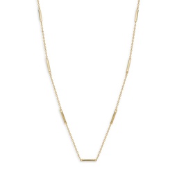 14K Goldplated Sterling Silver Bar Pendant Chain Necklace