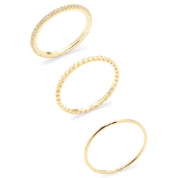 3-Piece Aura 14K Goldplated & Cubic Zirconia Ring Set