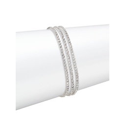 3-Piece Sterling Silver Plated & Cubic Zirconia Stretch Tennis Bracelet Set