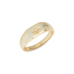 Estella 14K Goldplated & Cubic Zirconia Signet Ring