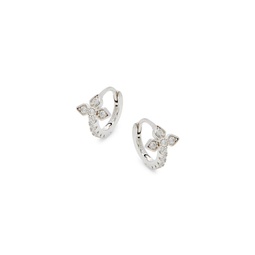 Gia 14K Goldplated Sterling Silver & Cubic Zirconia Cross Huggie Earrings