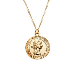 14K Goldplated Coin Pendant Necklace