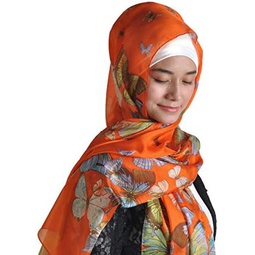 Silk Story Oversized Charming Butterfly Silk Light Weight Scarf Oblong Shawl Large Silk Cover Turban Wrap
