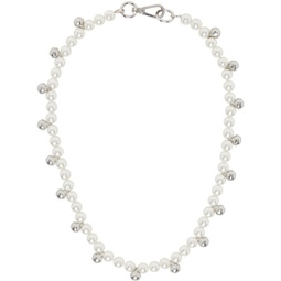 White Bell Charm & Pearl Necklace 241405M145001