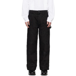 Black Embroidered Jeans 241405M191001