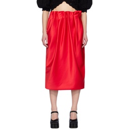 Red Pleated Midi Skirt 241405F092002