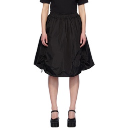 Black Ruched Midi Skirt 241405F092013