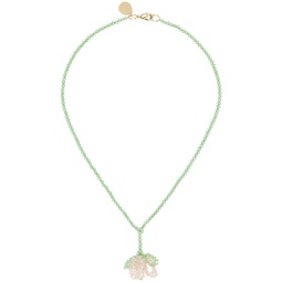 Pink & Green Cluster Flower Necklace 241405F023017