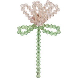 Pink & Green Cluster Crystal Flower Single Ear Cuff 241405F022052