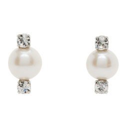 Silver Mini Crystal Pearl Stud Earrings 241405F022041