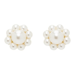 White Mini Daisy Stud Earrings 241405F022042