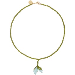 Green & Blue Cluster Flower Necklace 241405F023016