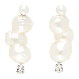 White Crystal Peanut Pearl Earrings 241405F022043