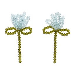 Blue & Khaki Cluster Flower Earrings 241405F022048