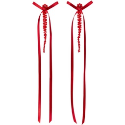 Red Bow Ribbon Drip Earrings 241405F022023