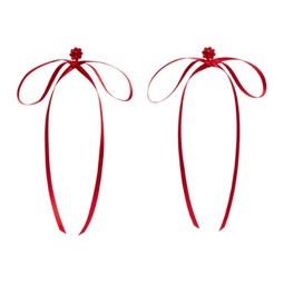 Red Bow Ribbon Stud Earrings 241405F022035