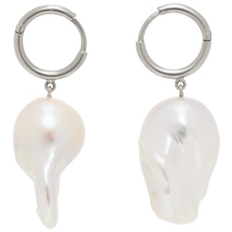 Silver Baroque Pearl Hoop Earrings 241405F022028