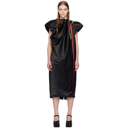 Black Pleated Midi Dress 241405F054004