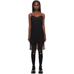 Black Lace Trim Midi Dress 232405F052013