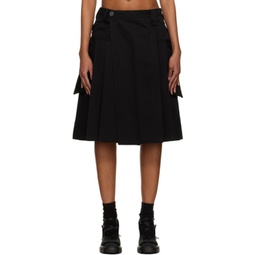 Black Pleated Midi Skirt 231405F092011