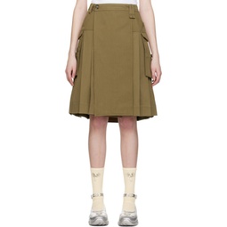 Khaki Pleated Skirt 231405F092010