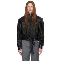 Black Zip Faux-Leather Jacket 231149M181004