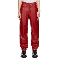Red Four-Pocket Faux-Leather Pants 231149M189002