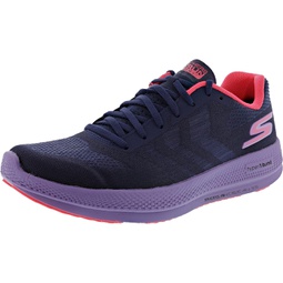 Skechers Womens Sneaker, Navy Mesh Hot Melt Purple Neon Pink Trim, 9