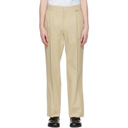 Beige Button Trousers 231221M191004