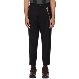 Black Pleated Trousers 241699M191003
