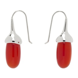 Silver & Red Dripping Stone Earrings 241942F022035