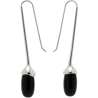 Silver Onyx Long Dripping Stone Earrings 241942F022036