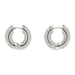 Silver Large Bagel Hoop Earrings 241942F022003